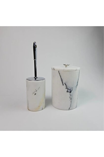 Lilac Marble Trash Can Brush Set