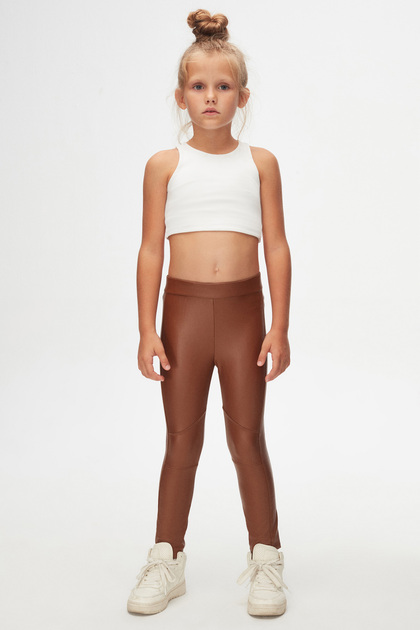 Tan Girl's Winter Leather Trousers