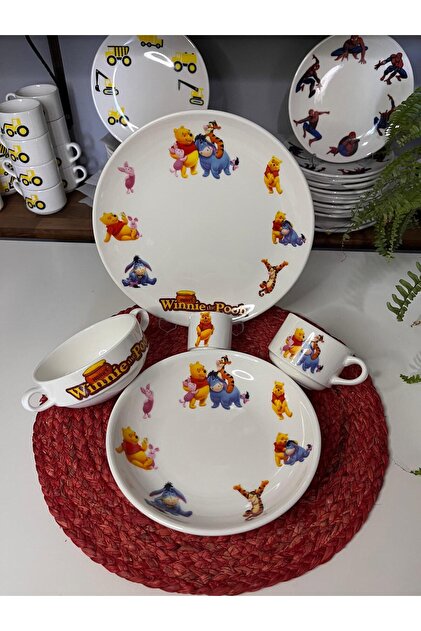 TEBAK COLLECTION Prenses Desen Porselen 5 Parça Çocuk Yemek Takımı