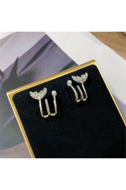 Crystal Embellished Fishtail Triple Hoop Earrings
