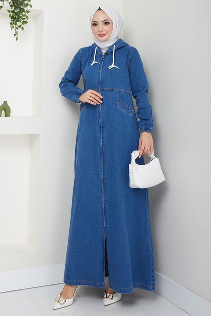 Hooded Denim Coat Dark Blue Hm2653