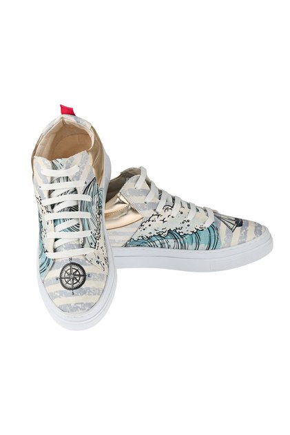 Pantofi de damă cu design marin colorat imprimat