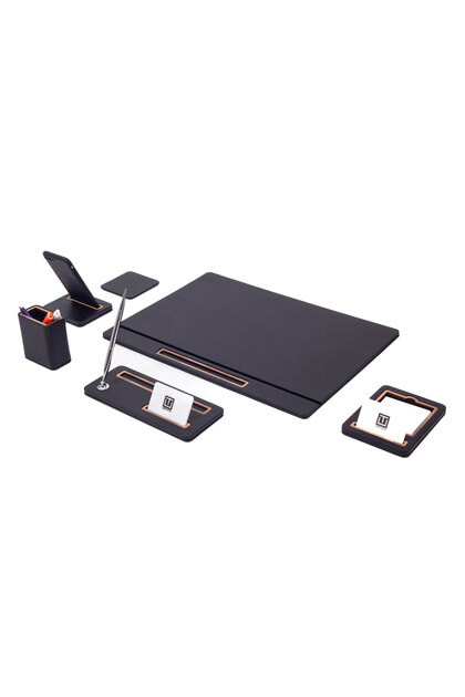 Set de birou din piele Porto, 6 piese, model cu husă