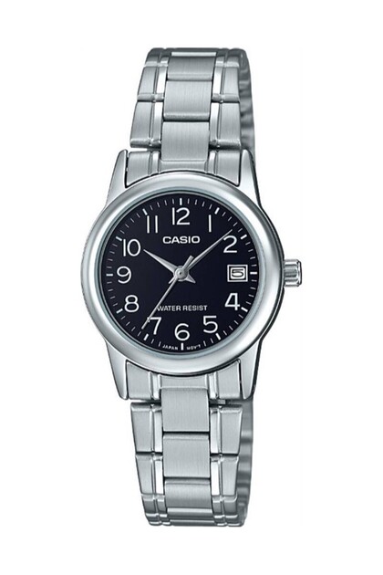 Women's Wristwatch with Black Cord and Silver Color Calendar