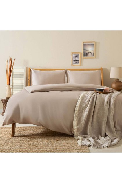 Alana 100% Cotton Double Duvet Cover Set 200X220 cm Stone