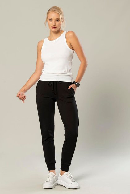 Black Women's Elastic Leg 2 Thread Tracksuit Bottom 228