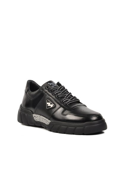 Ayakmod Siyah Haki Deri Erkek Sneaker