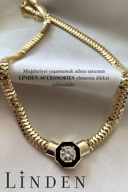 Leyla (SERENAY) Serisi Rodyum Altın Kaplama Gold Kalın Zincir Kolye