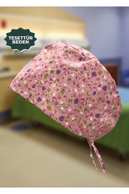 Pembe-Pıtırcık Doktor HemşireAşçı Cerrahi Bone Hastane Anne Bone İş Bandanası Pamuklu Kumaş Lastikli