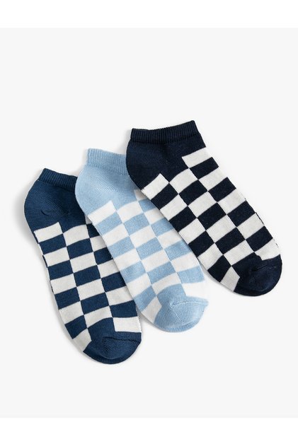 Checkered Set of 3 Booties Socks