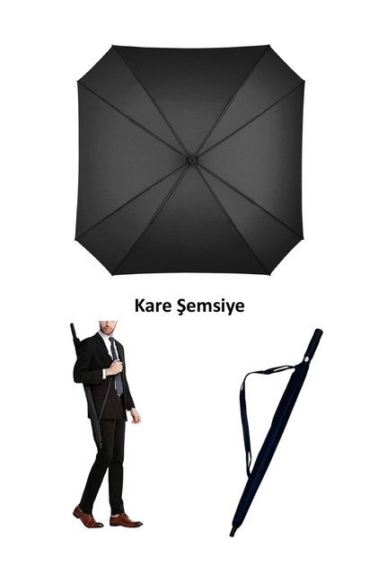 Zeus&Co. Kare Rüzgara Ekstra Dayanıklı Fiber Şemsiye