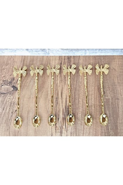 6-Piece Butterfly-Detail Gold Teaspoon Set - Decorative Spoon (Read the Description)
