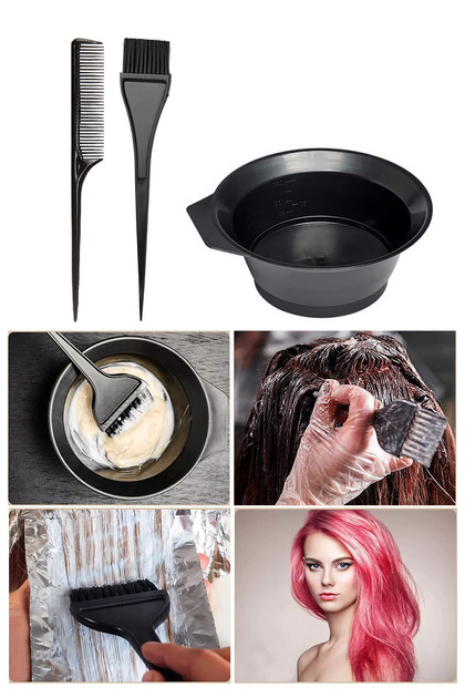 ZUZU TEKNOLOJİ Set of 3 - Hair Dye Bowl, Bowl Dye Brush, Crepe