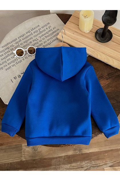 DUBU BUTİK Tavşan Baskılı Pamuklu Çocuk Sweatshirt - Sax Mavi