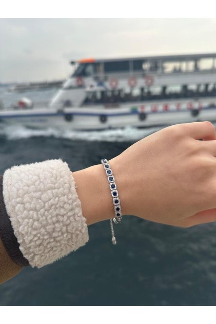 925 Ayar Gümüş Safir Taşlı Trend Bileklik