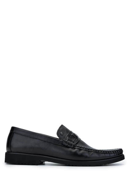Men's Genuine Leather Black Leather Loafer Shoes