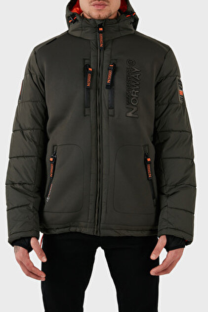 Geographical Norway - Piumino nero con cappuccio in pelliccia Bilboquet