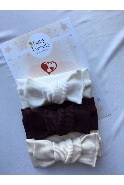 3-Piece Handmade Ribbed Baby Girl Bandana