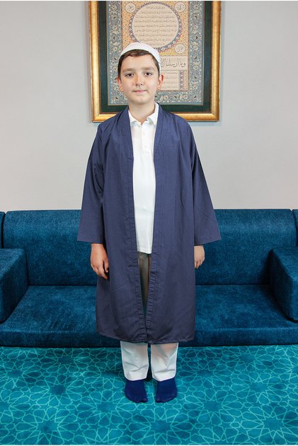 Navy Blue Steam Collar Prayer Dress Boy's Cube