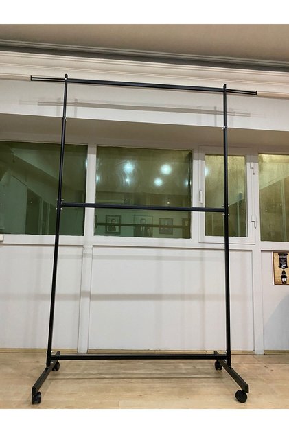 Çift Katlı Askılık Oval Boru Stant Siyah