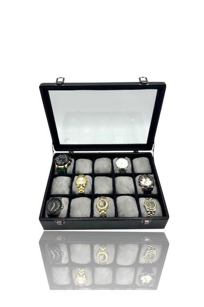 15-Piece Watch Box Watch Case Black