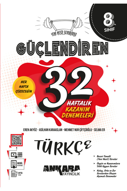 Ankara Yayıncılık 8. Sınıf Güçlendiren 32 Haftalık Türkçe Kazanım