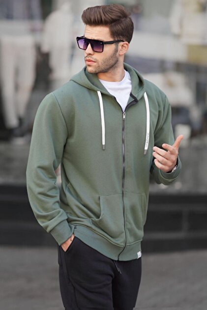 Madmext Haki Yeşili Fermuarlı Kapüşonlu Sweatshirt 6161 - Fiyatı