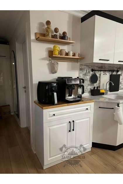 Çok Amaçlı Ahşap Detaylı Kahve Köşesi Dolabı