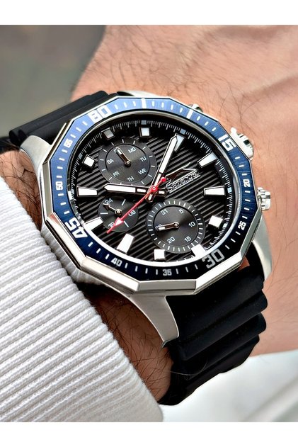 Functional 5 atm waterproof silicone strap men's wristwatch 2385