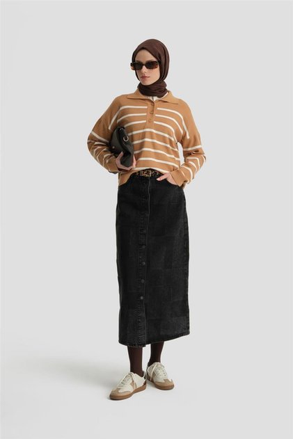 Striped Knitwear Sweater 24Kd4208 Camel