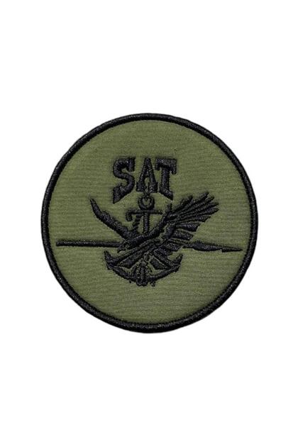 Haki Zemin Sat Komutanlığı Peçi Nakış Patch 9 Cm