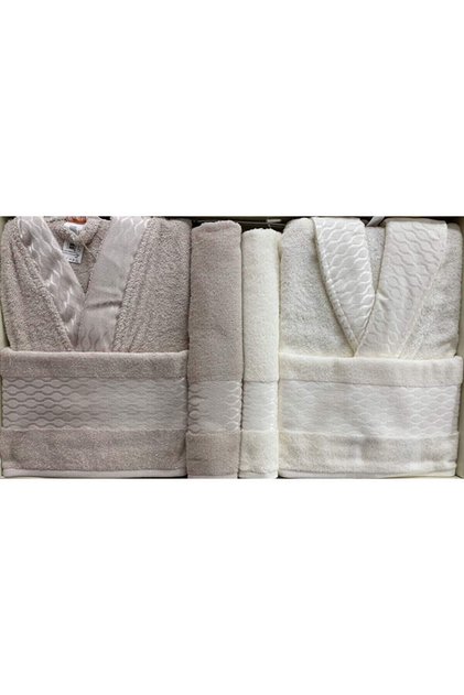 Elissa Bathrobe Cream-beige Family Set