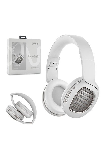 KABLOSUZ KULAK ÜSTÜ KULAKLIK MİKROFONLU BLUETOOTH SD BEYAZ SNOPY SN-BT55