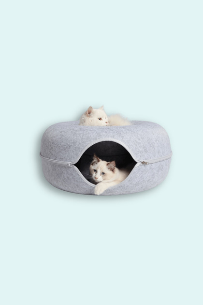 Donut Kedi Tüneli / Donut Kedi Yatağı - Açık Gri