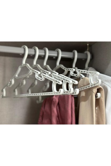 Patterned Flexible Thick Dress Pants Scarf Coat Hanger Set of 6 - White