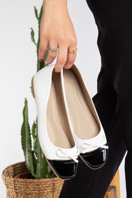 Women's Leather Ballerina Shoes with Ribbon Daily Home Ballerina