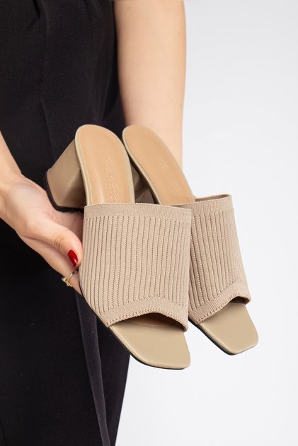 Women's Mink Daily Comfortable Heeled Knitwear Stylish Evening Dress Slippers
