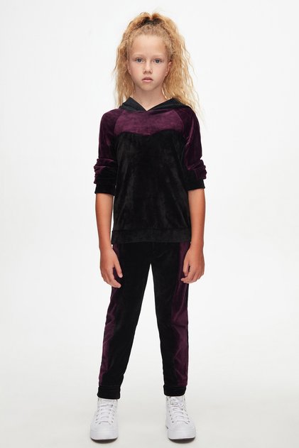 Black and Purple Girl's Velvet Set with Robe