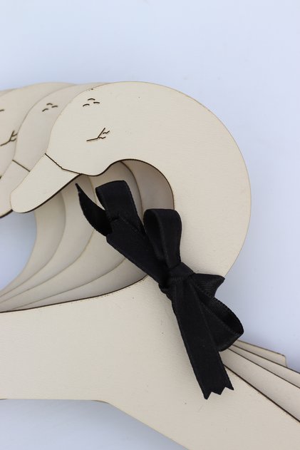 Wooden Children's Hanger 7 Pieces Hanger - Swan Baby Closet Hanger (Cream Color)