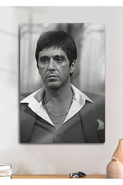 DekorHane Scarface, Scarred Face, Al Pacino - Metal Print Bright
