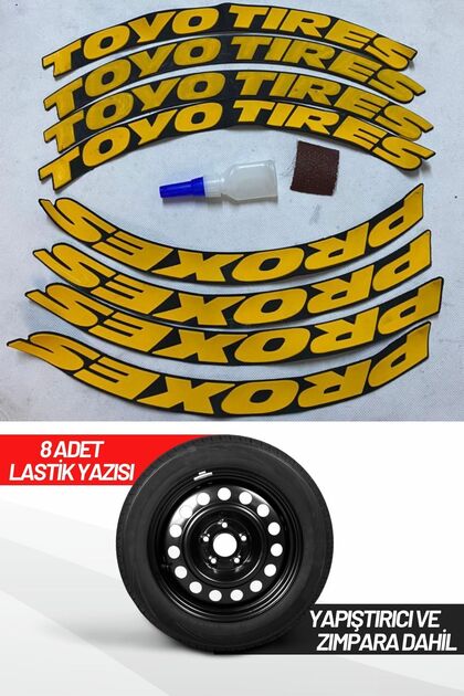 Toyo Tires Proxes Motorcycle And Automobile Vehicle 3d Auto Tire Lettering Sticker Rigging 8 Pieces Yellow