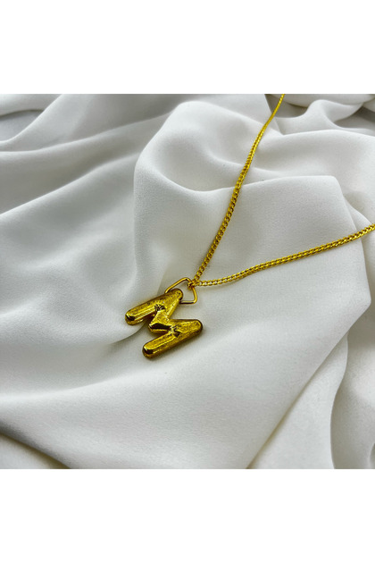 M Gold Color Women Letter Balloon Necklace