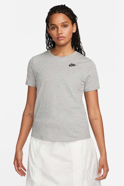 Black - Gray - Silver Women's Round Neck T-Shirt DX7902-063 W NSW TEE CLUB