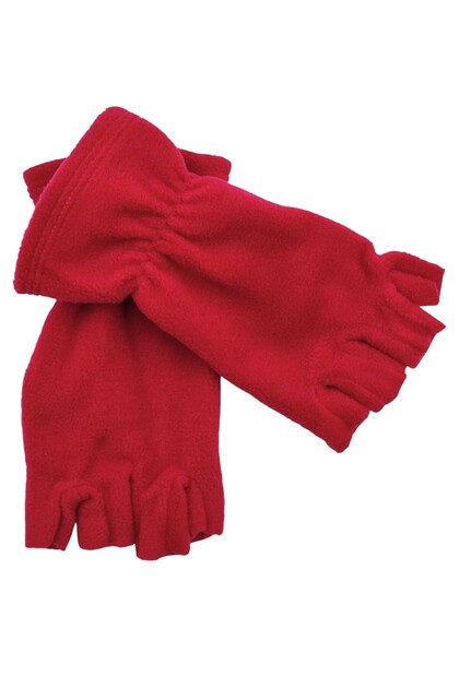 Unisex Winter Red Fingerless Cutout Half Finger Winter Thermal Fleece Gloves Glove