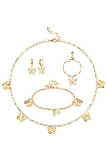 4 Pieces Gold Color Chain Jewelry Set to Complete Your Elegance