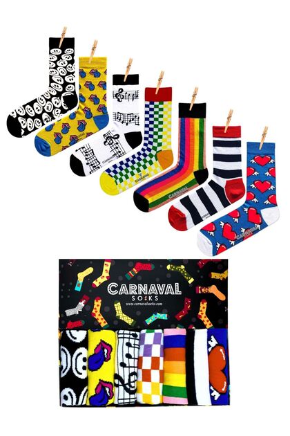 Комплект от 7 цветни чорапи с щампи Happy Socks
