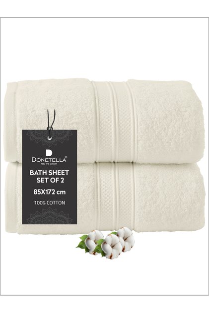 2 - Pcs Premium Bath Sheet (85x172cm ) 600 GSM 100% Combed Cotton