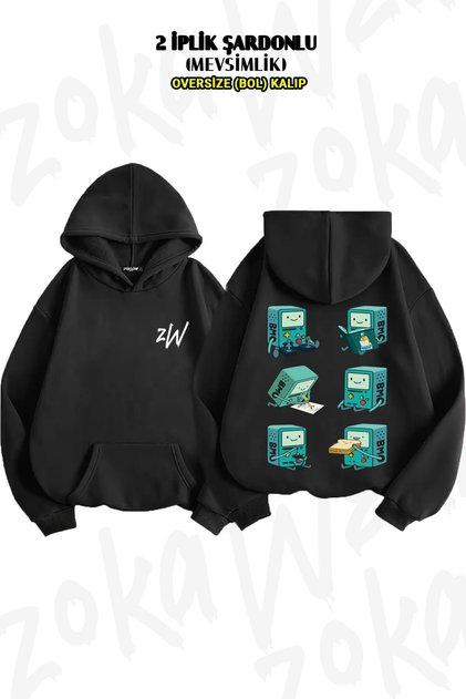 Oversize Bmo Back Printed Hooded Sweatshirt (2 Thread)