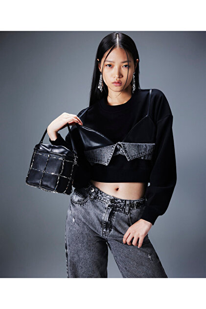 Twist SUNİ DERİ VE DENİM MIX SWEATSHIRT - Fiyatı, Yorumları