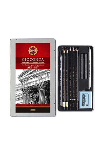 Kohinoor Gioconda Art Set 10 Parça Karakalem Resim Seti Metal Kutu